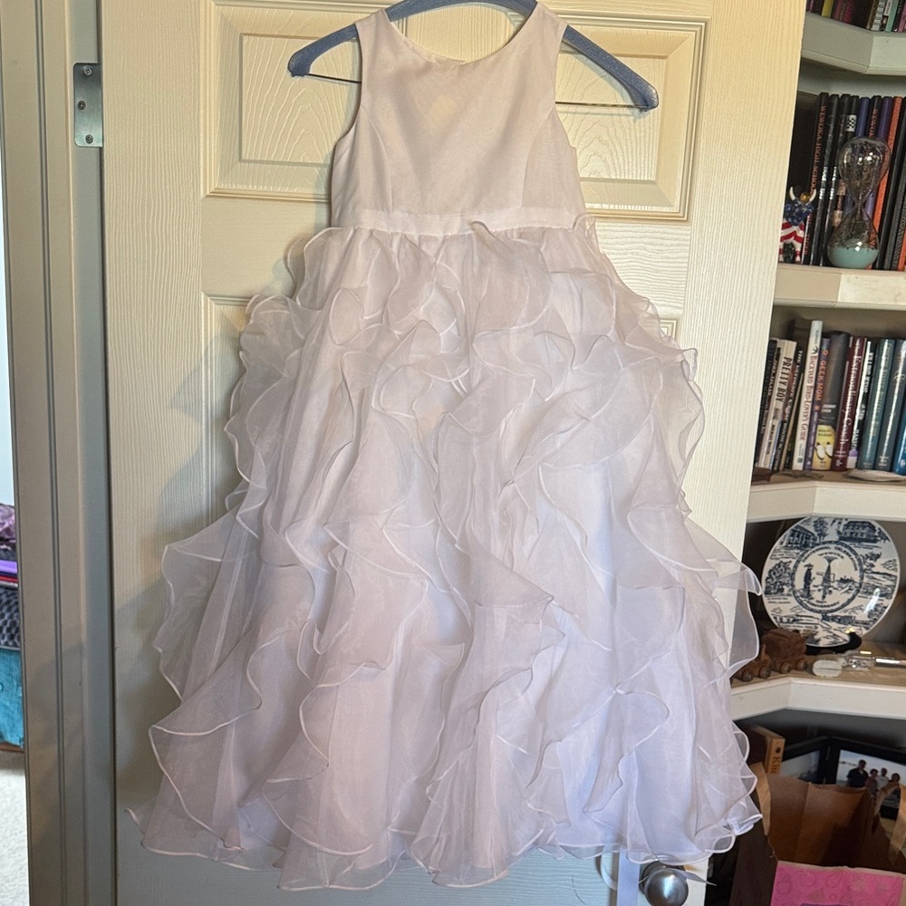 David's Bridal White Ruffled Kids Dress